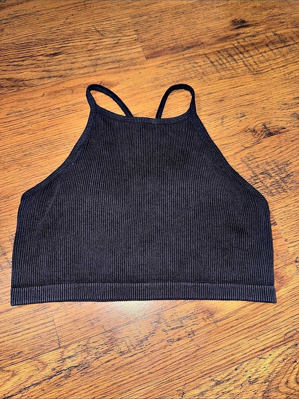JoyLab Ribbed High-Neck Sports Bra Top Crop Top Black Large 22.1.M.1